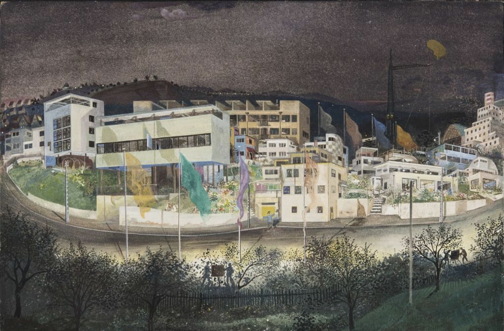 Vergrösserte Ansicht: Reinhold Naegele, Weissenhofsiedlung, Stuttgart bei Nacht, 1927